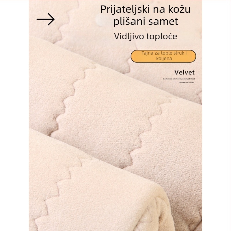Ženske termalne hlače od poliestera s flisom, debele, širokog kroja, elastični pojas