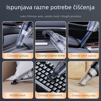 Prijenosni usisavač za automobil – ručni, bežični, 120W, usis 5500Pa, 100–220V, 18 minuta rada s baterijom