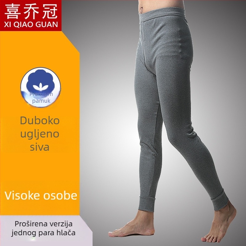 Muški pamučni termalni set hlača za jesen/zimu, srednji visoki pojas, debela tkanina 201-250 g/m², jednoslojni, duge hlače