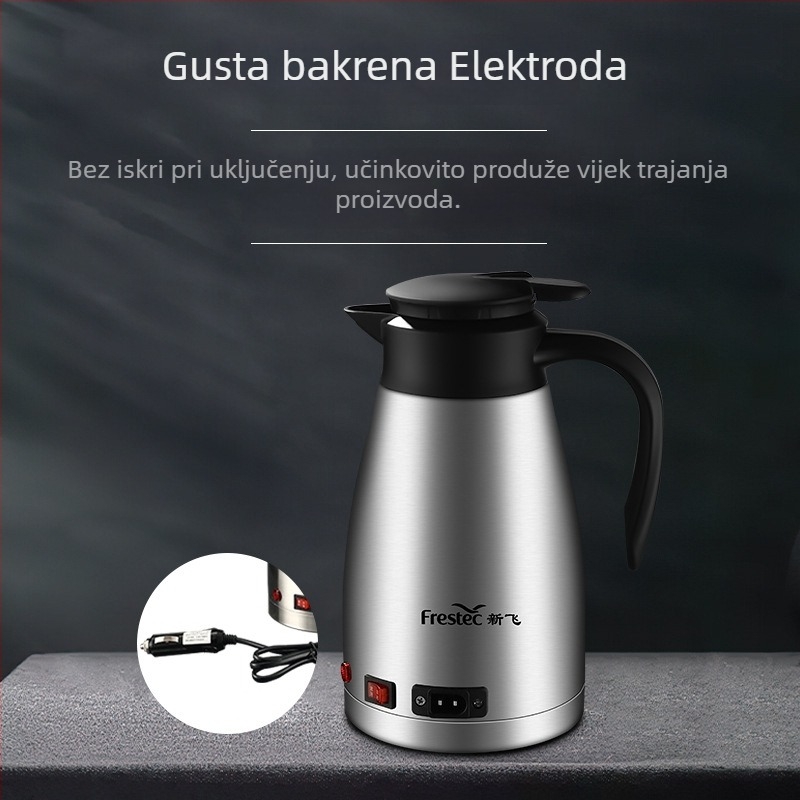 Automobilski električni čajnik za vodu, nehrđajući čelik, 12V/24V, 200W, model H2o