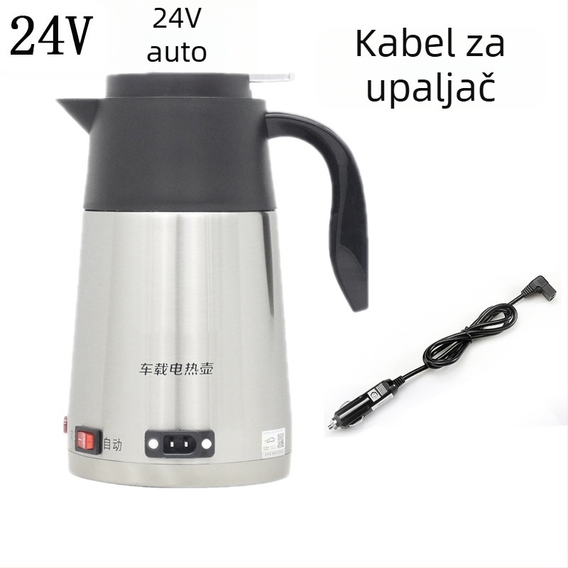 Automobilski električni čajnik za vodu, nehrđajući čelik, 12V/24V, 200W, model H2o