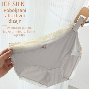 Ženske gaćice sa srednjim strukom, Ice Silk-najlon smjesa, prozračne, antibakterijske, podstava u preponama od pamuka