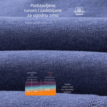 Muške termalne duge hlače s flisom, poliestera, visoka elastičnost, visok pojas, debljina 201–250 g/m²