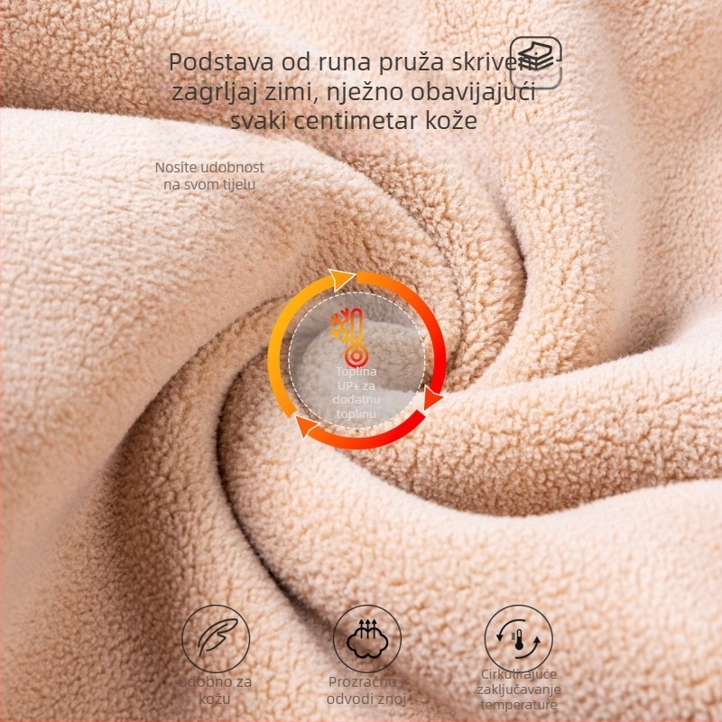 Muške termalne duge hlače s flisom, poliestera, visoka elastičnost, visok pojas, debljina 201–250 g/m²