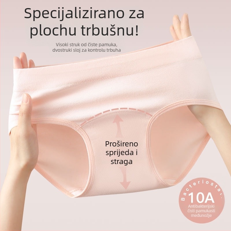 Ženske gaćice od pamuka sa srednjim strukom, podizanje stražnjice, antibakterijske, prozračne