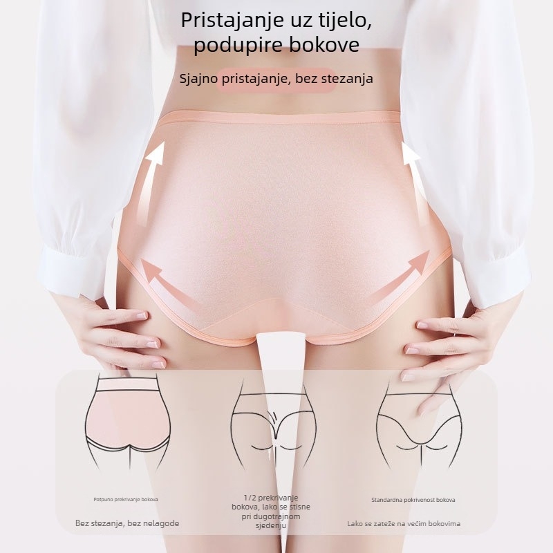 Ženske gaćice od pamuka sa srednjim strukom, podizanje stražnjice, antibakterijske, prozračne