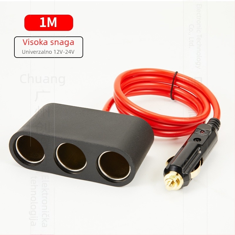 Auto cigareta utičnica splitter 1-3, metalne ženske utičnice, visoka snaga, grijaća podloga
