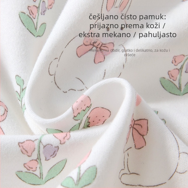 Dječji top za jesen i proljeće, 100% pamuk, okrugli izrez, za djevojčice 1–3 godine, bez kapuljače