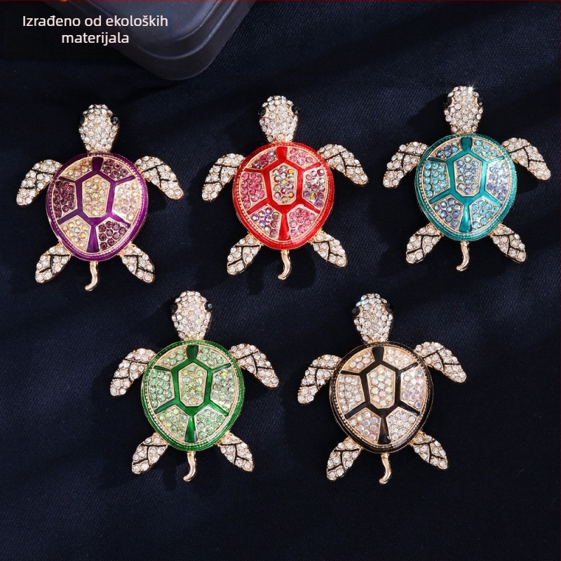 Kornjača broš iz cinkovog legura, s dijamantima, dekorativna i simbolična, unisex dodatak