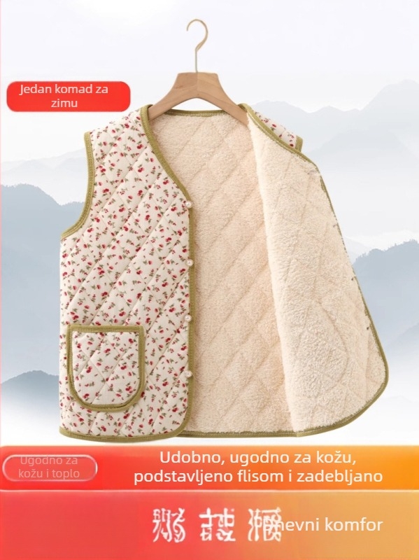 Corduroy ženski prsljen s floralnim uzorkom, kardigan stil, V izrez, duljina 50–65 cm