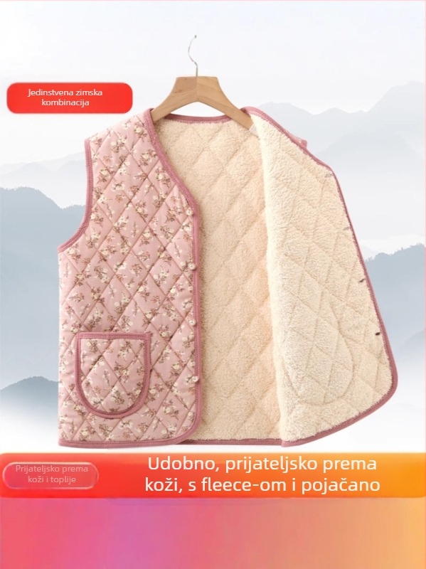 Corduroy ženski prsljen s floralnim uzorkom, kardigan stil, V izrez, duljina 50–65 cm