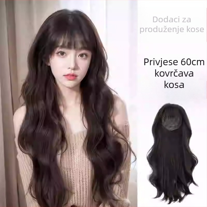 Perika s volumenom kose i nevidljivim srednjim pramenovima, model Water Ripple hair piece, materijal: žica otporna na visoke temperature, za žene, nije dozvoljeno trajno bojanje ili peglanje