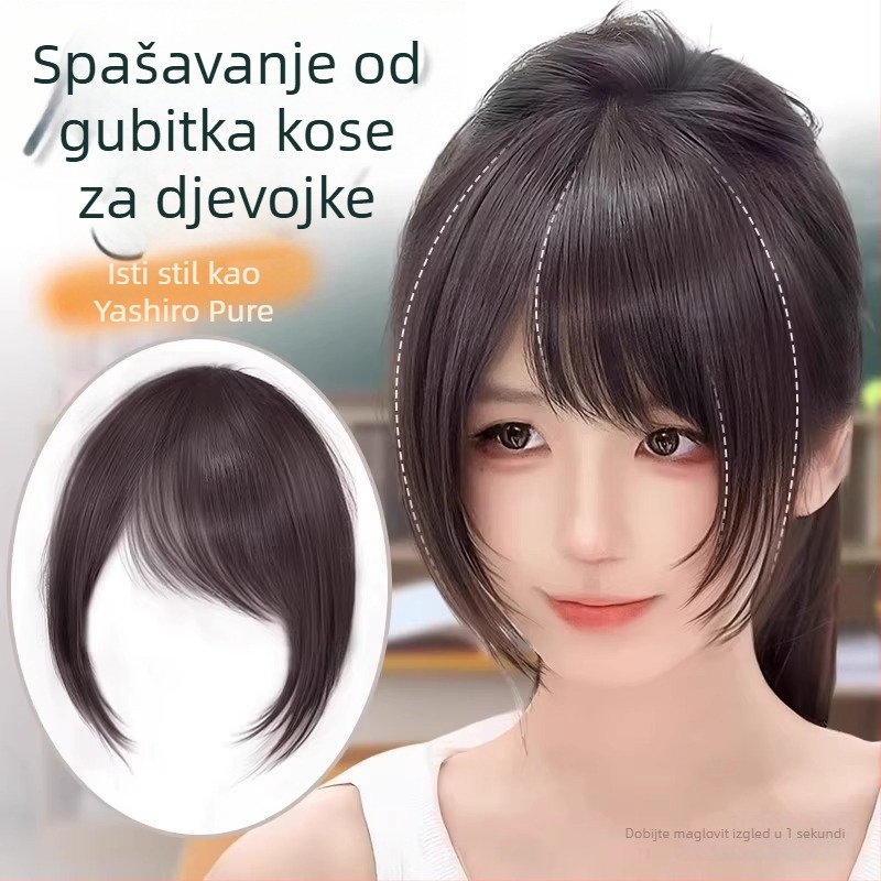 Perika od pravih vlasi s naklonom frizure, desna strana, za žene; strojna izrada; može se bojiti.