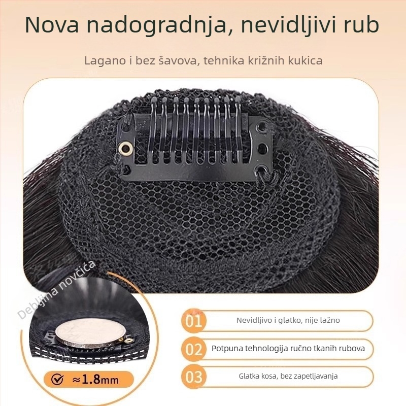 Perika od pravih vlasi s naklonom frizure, desna strana, za žene; strojna izrada; može se bojiti.