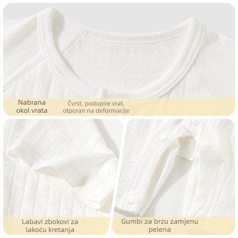 Dječji ljetni romper, tanak materijal, kratke rukave, unisex, prednje kopčanje na gumbe, vlakna regenerirane celuloze.