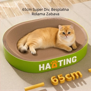 Ploča za grebanje mačaka s integriranim okruglim skloništem od valovitog papira