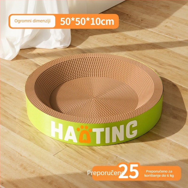 Ploča za grebanje mačaka s integriranim okruglim skloništem od valovitog papira