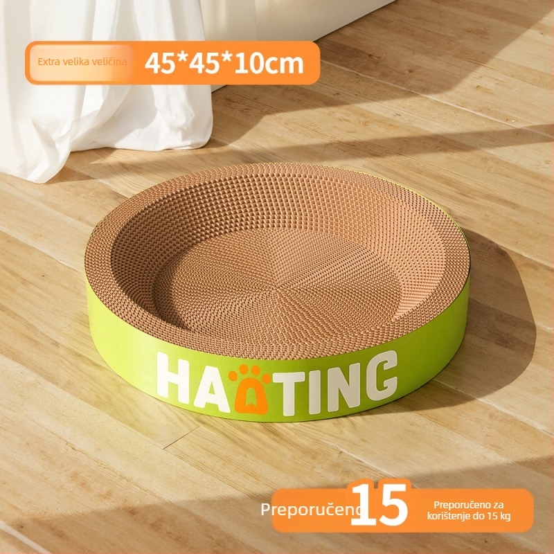 Ploča za grebanje mačaka s integriranim okruglim skloništem od valovitog papira