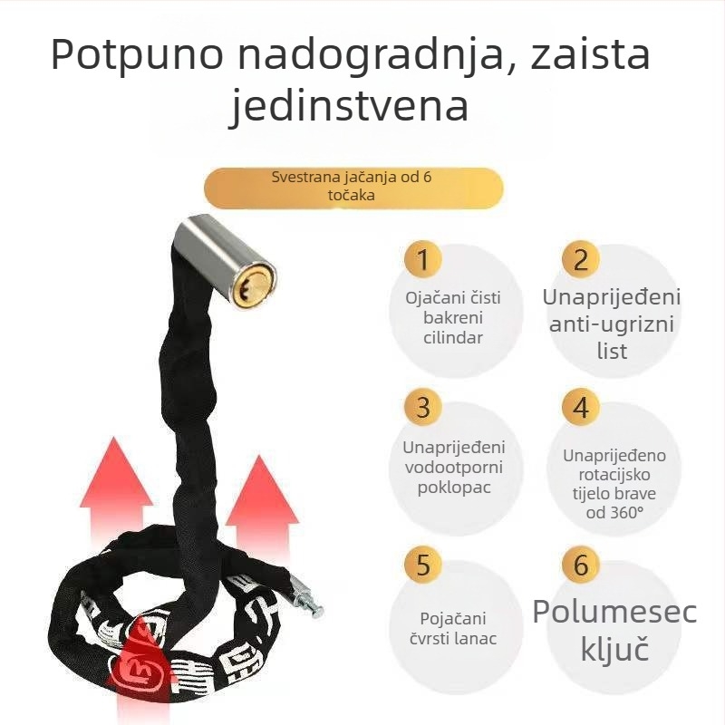 Jiuxing Lančani Zaključavač s Navlakom od Platna – Bakreni Materijal, Za vozila, Moderan Minimalistički Stil