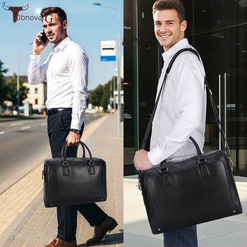 Torba za laptop od prave kože, prvi sloj goveđe kože, poslovni stil, velika kapaciteta, unutarnja džep sa zatvaračem, podstava od poliester-pamuk materijala