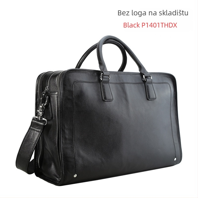 Torba za laptop od prave kože, prvi sloj goveđe kože, poslovni stil, velika kapaciteta, unutarnja džep sa zatvaračem, podstava od poliester-pamuk materijala