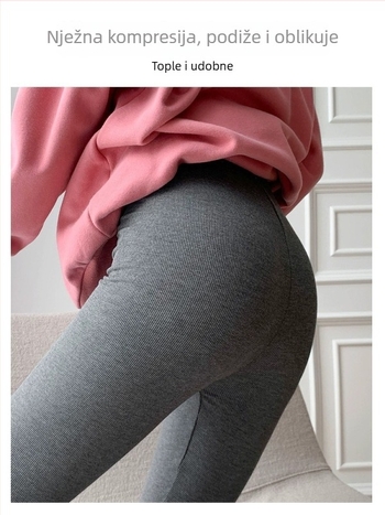 Ženske tajice s fleece podstavom – jesen/zima, geometrijski uzorak, debeli, duljina 9/10, poliester