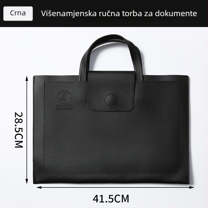 Fumanxing PU kožna torba za dokumente s ručkom, pravokutna uredska torba za konferencije, visoka kapaciteta