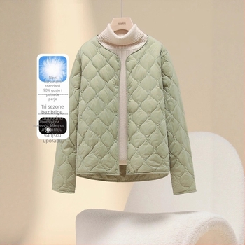 Jakna s guščjim downom, postotak perja 86–90%, tanak najlonski materijal, V-izrez, slobodan kroj