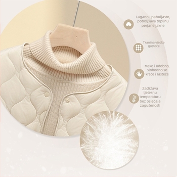 Jakna s guščjim downom, postotak perja 86–90%, tanak najlonski materijal, V-izrez, slobodan kroj