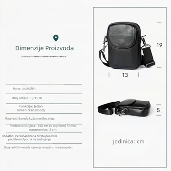 Roleyson muška torba preko ramena od kože prvog sloja, poslovni stil putovanja, crossbody dizajn, poliester podstava, ultra lagana