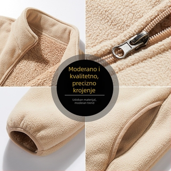 Unisex kardigan od polar fleece s kapuljom, podstava 350 g