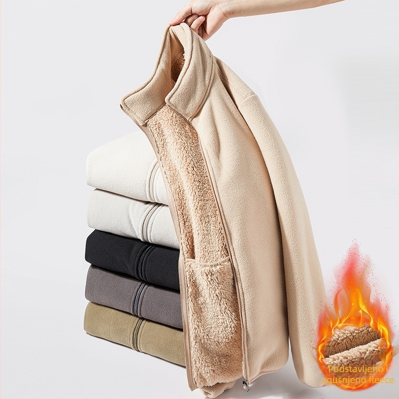 Unisex kardigan od polar fleece s kapuljom, podstava 350 g
