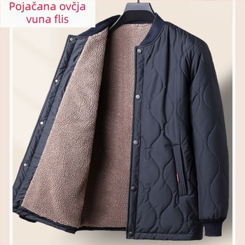 Muška zimska jakna s punom od svile-pamuka, flis podstava, labav kroj, jednostruko kopčanje, bez kapulje