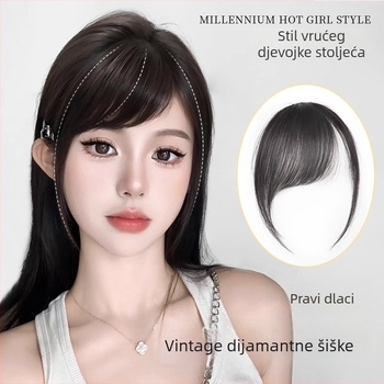 Paruka s bangs u francuskom stilu - prirodna kosa, lagana, bezšavna, ručno izrađena, model W-L79