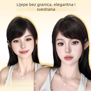 Paruka s bangs u francuskom stilu - prirodna kosa, lagana, bezšavna, ručno izrađena, model W-L79