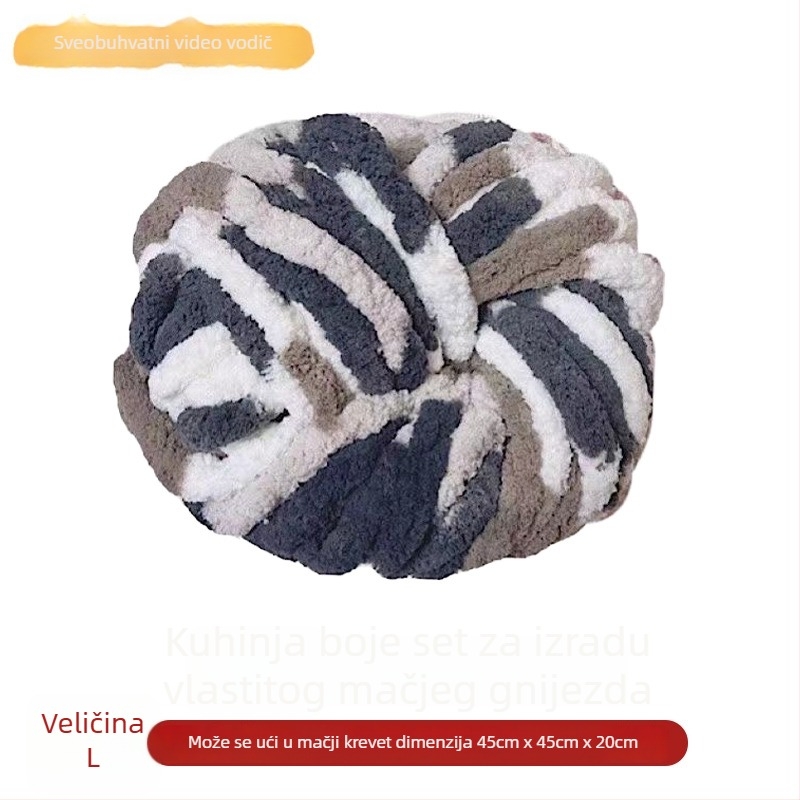Okrugla mačja kućica od vune, poluzatvorena, prozračna, unutarnja upotreba, za mačke i pse
