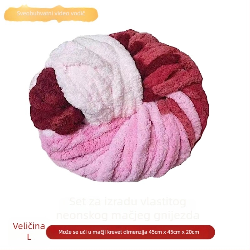 Okrugla mačja kućica od vune, poluzatvorena, prozračna, unutarnja upotreba, za mačke i pse