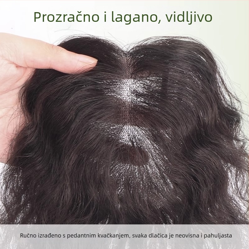 Potpuno ručno izrađena perika od pravih ljudskih vlasi za dame; volumen, prirodan izgled bez vidljivih linija; može se bojati i permovati