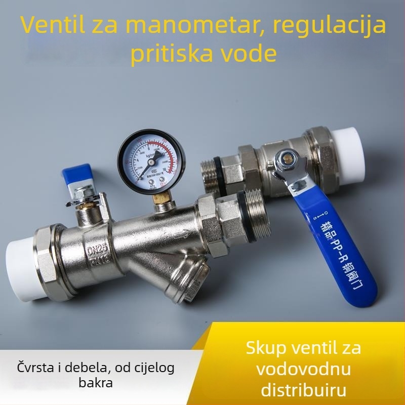 Razvodnik za podno grijanje s bakrenim sklopom ventila, visokopropusni filtar ventila i povratni kuglasti ventil, američki stil, CE potvrda