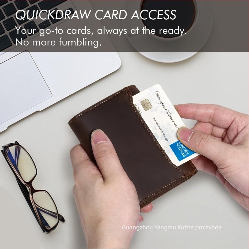 Kožna novčanik s tri pregrade RFID zaštita od krađe, proširiv, anti-magnetna podstava