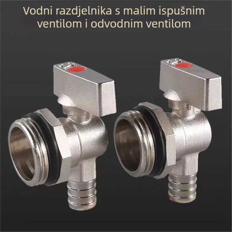 Bakreni ventil za ispuštanje vode za podno grijanje, kutni odvodi ventil za radijator s oslobađanjem zraka, veliki protok, debeli model s poklopcem FS-003