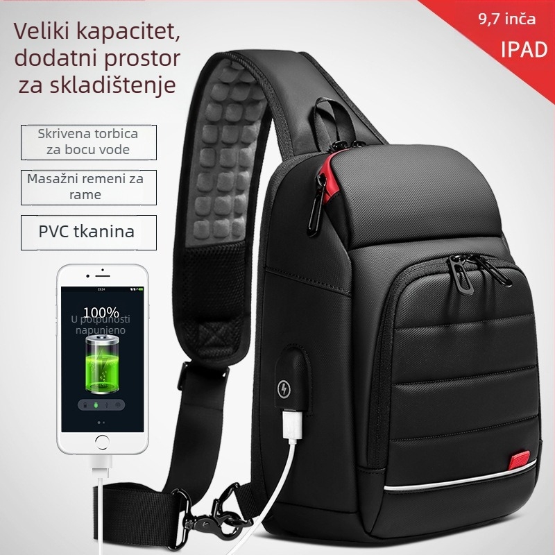 XIEN muška torba preko ramena, gradski jednostavan stil, PVC materijal, unutarnja podstava od poliestera, težina 650 g