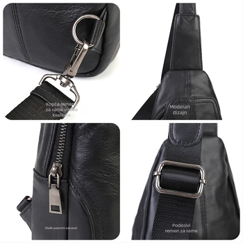 Muška crossbody torba od prave kože, casual stil, podstava od pamuka, Zeno, šifra 9268