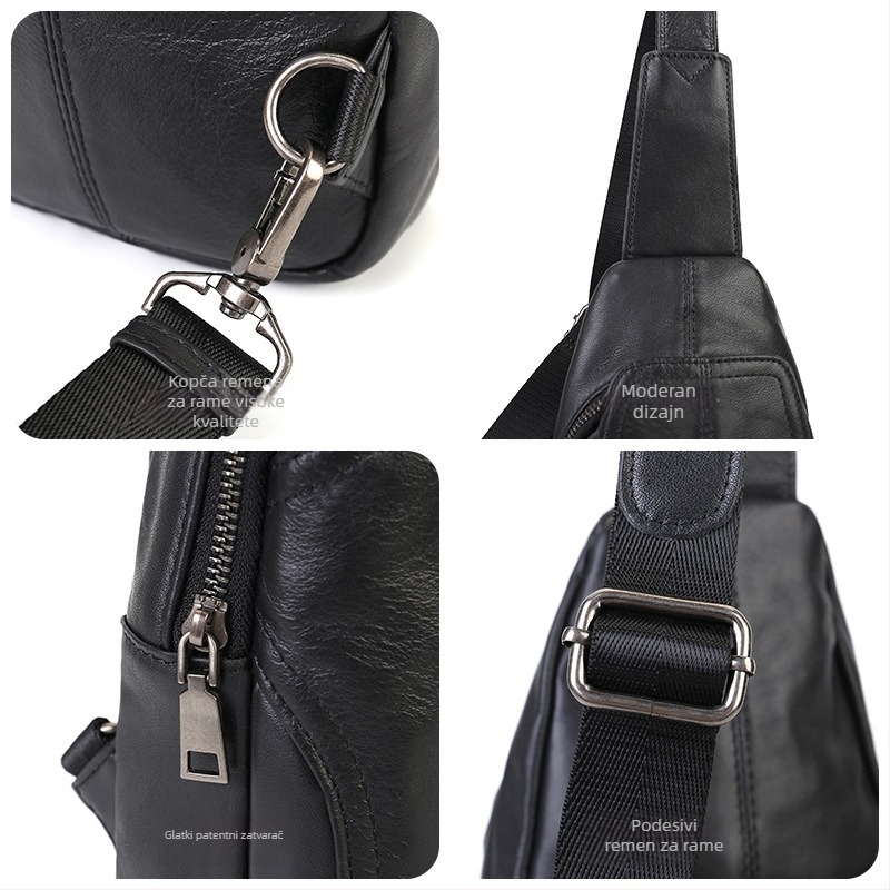 Muška crossbody torba od prave kože, casual stil, podstava od pamuka, Zeno, šifra 9268
