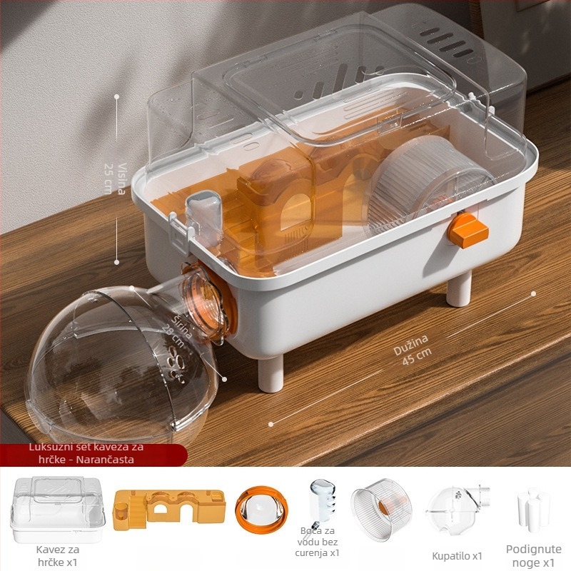PAWSARTI Kavez za hrčka — ABS materijal, Pravokutnog oblika, Prijenosno, Demontažno i Ventilirano, Za hrčka
