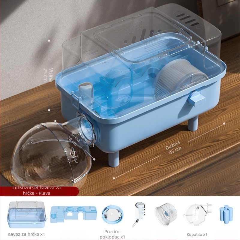 PAWSARTI Kavez za hrčka — ABS materijal, Pravokutnog oblika, Prijenosno, Demontažno i Ventilirano, Za hrčka