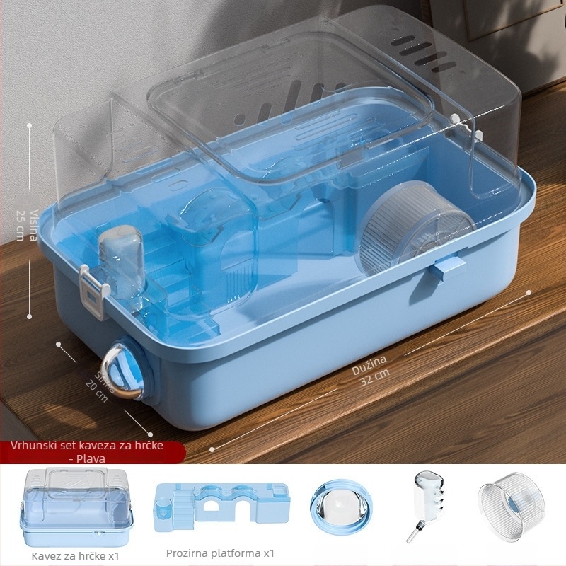 PAWSARTI Kavez za hrčka — ABS materijal, Pravokutnog oblika, Prijenosno, Demontažno i Ventilirano, Za hrčka