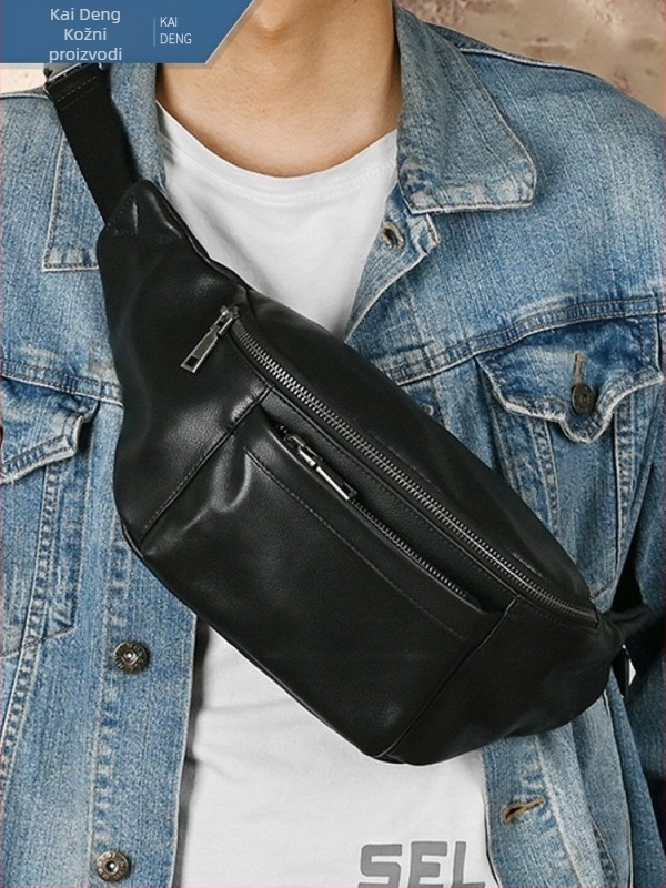 Kayden Leather muška torba za krst preko ramena od prave kože, jednobojna, džep za mobitel i tablet, prozračna, antibakterijska, otporna na habanje, zaštita rubova, podstava od poliestera