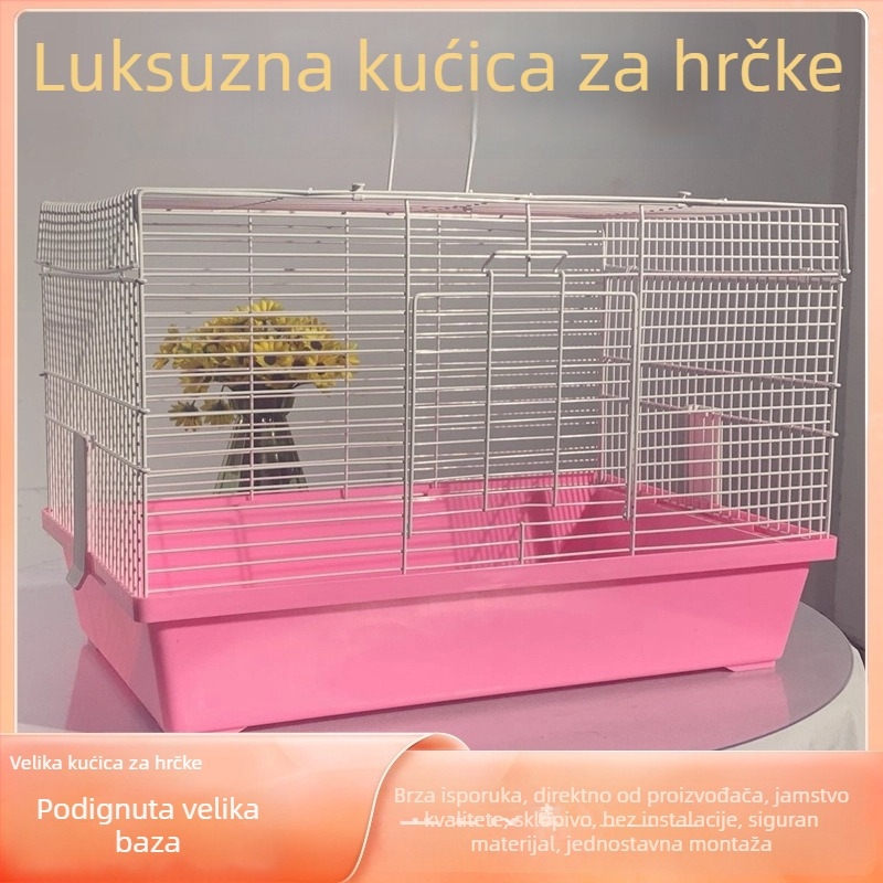 Kavez za hrčka, pravokutnog oblika, od željeza, za unutarnju upotrebu, jednostavan za čišćenje, prozračan