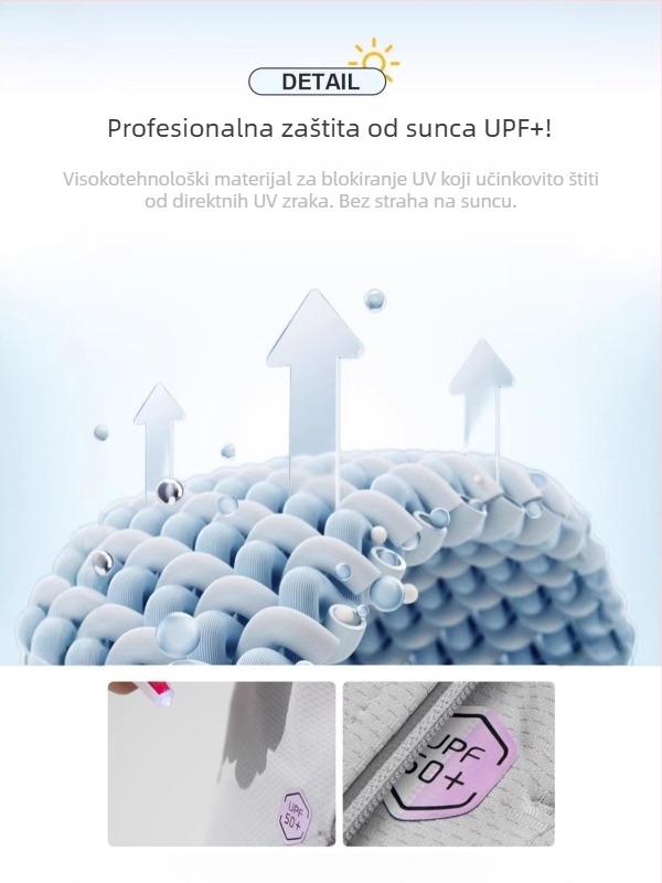 Vanjska jakna s odvojivom kapuljačom, UV zaštita, prozračni ice silk materijal, 93% poliester, 7% spandex, prednji zip i džepovi s zipovima